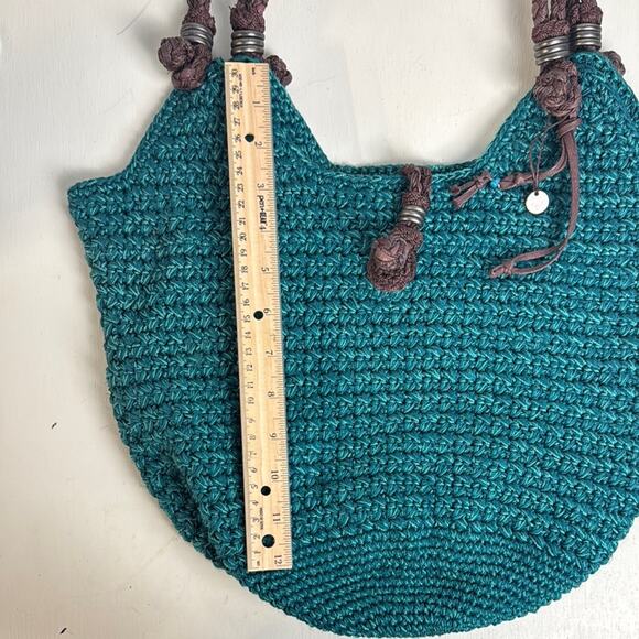 Sakroots Green and Brown Shoulder Bag with Bohemian Knit Design - Picture 8 of 10